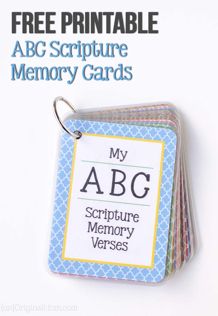 Printable ABC Scripture Memory Cards UnOriginal Mom