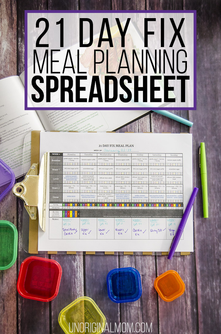 21 day fix meal planner template printable