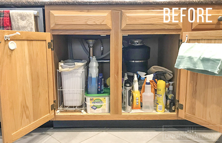 Under the Sink Organization: Before and After! - unOriginal Mom  Under the  sink organization, Kitchen organization diy, Kitchen cabinet organization