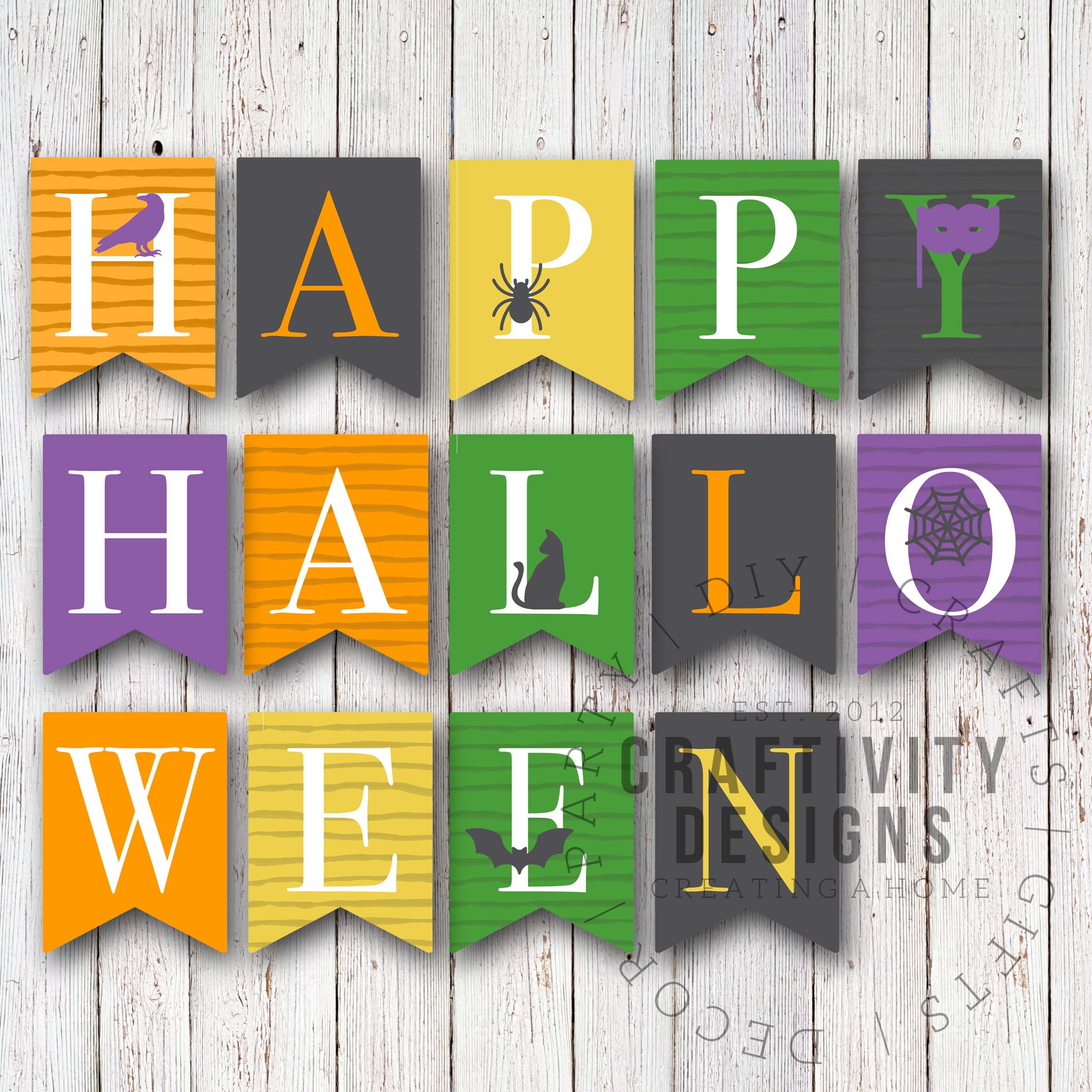 Banners & Signs DIY Instant Download Halloween Pennant Printable Happy ...